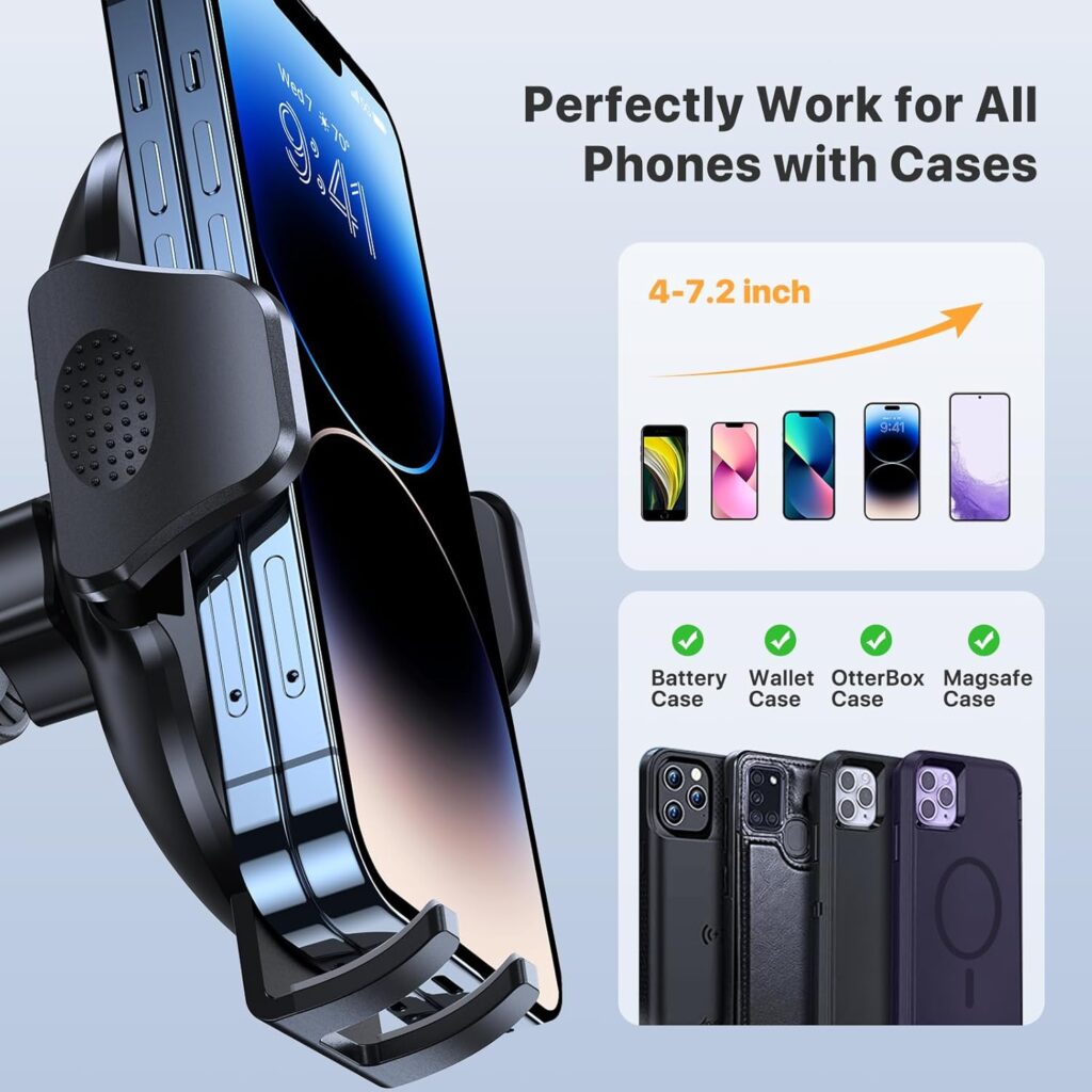 Miracase Phone Holders for Your Car with Metal Hook Clip, Air Vent Cell Phone Car Mount, Universal Automobile Cradle Fit for iPhone Android and All Smartphones, Dark Black